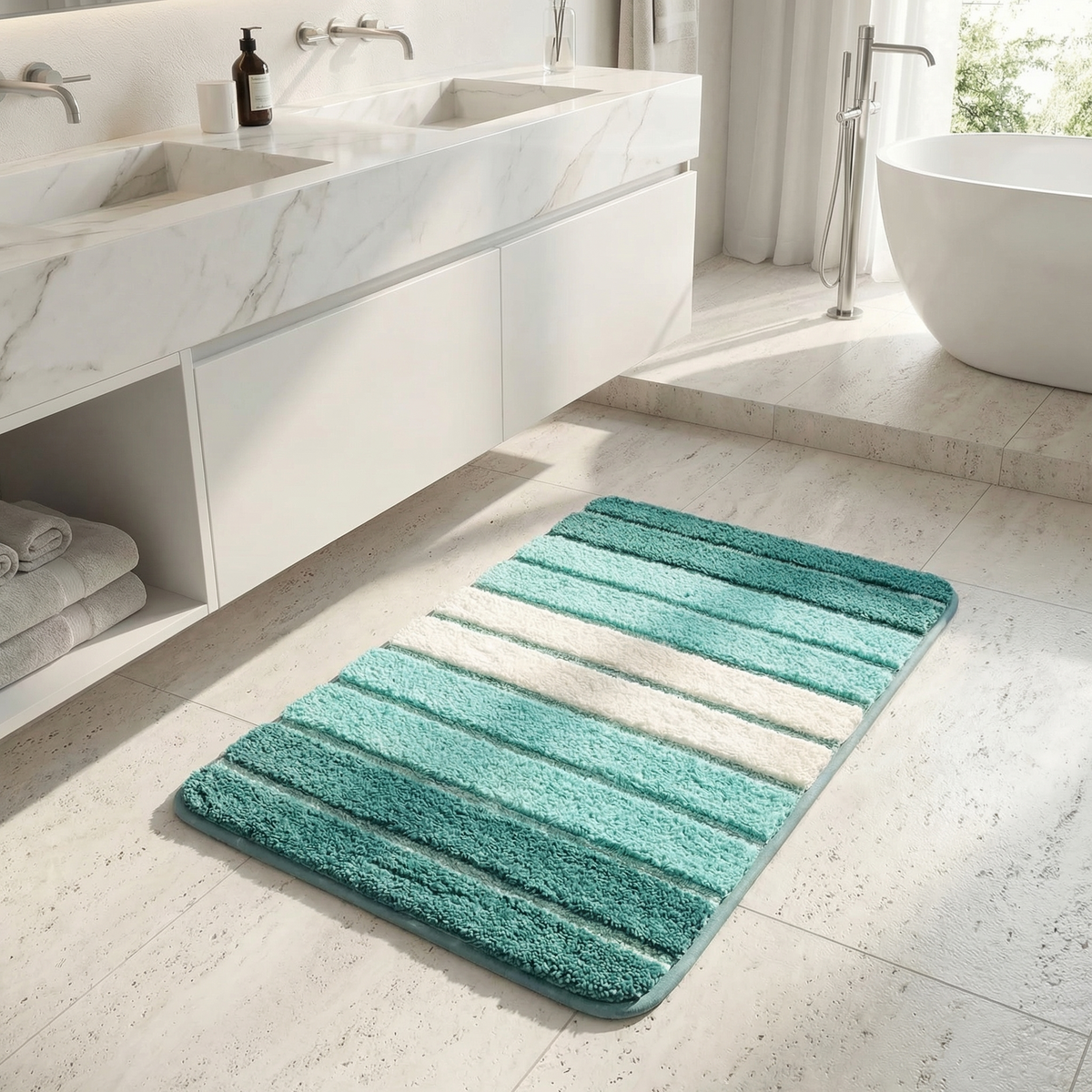 Textured Weave Bath Rug - Teal