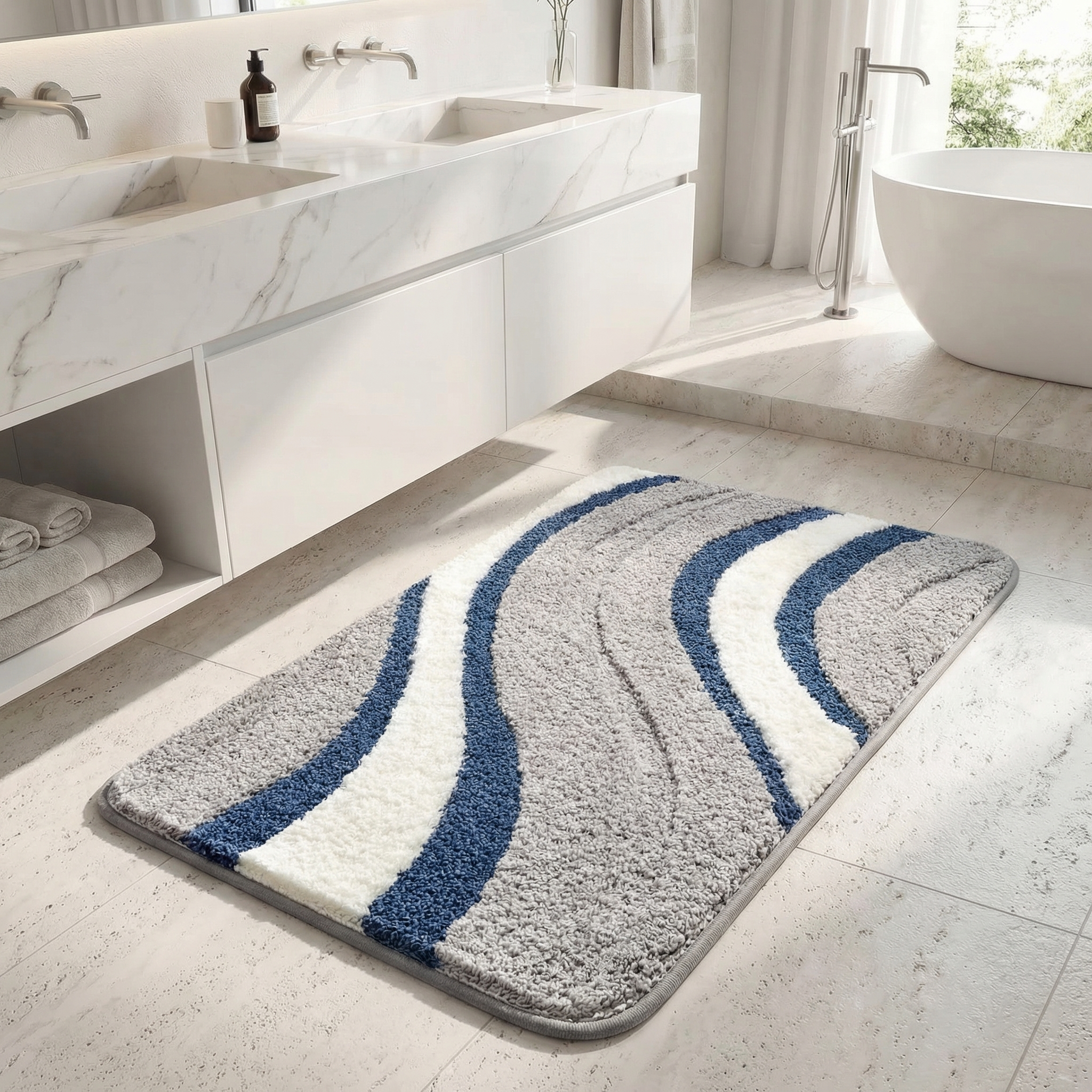 Textured Weave Bath Rug - Gray