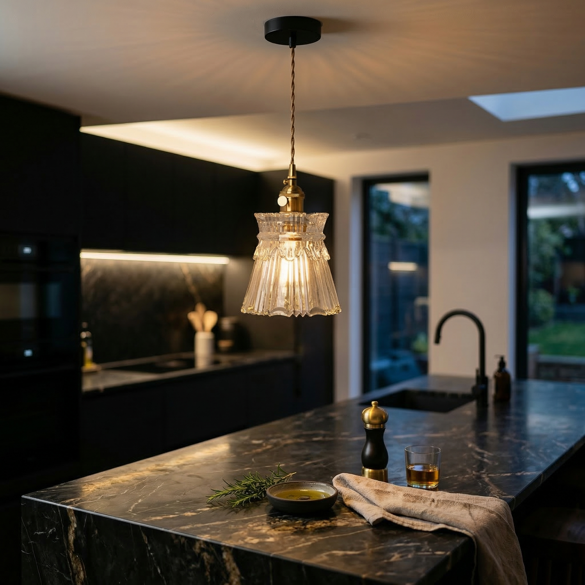 Patterned Glass Pendant Light - Lattice