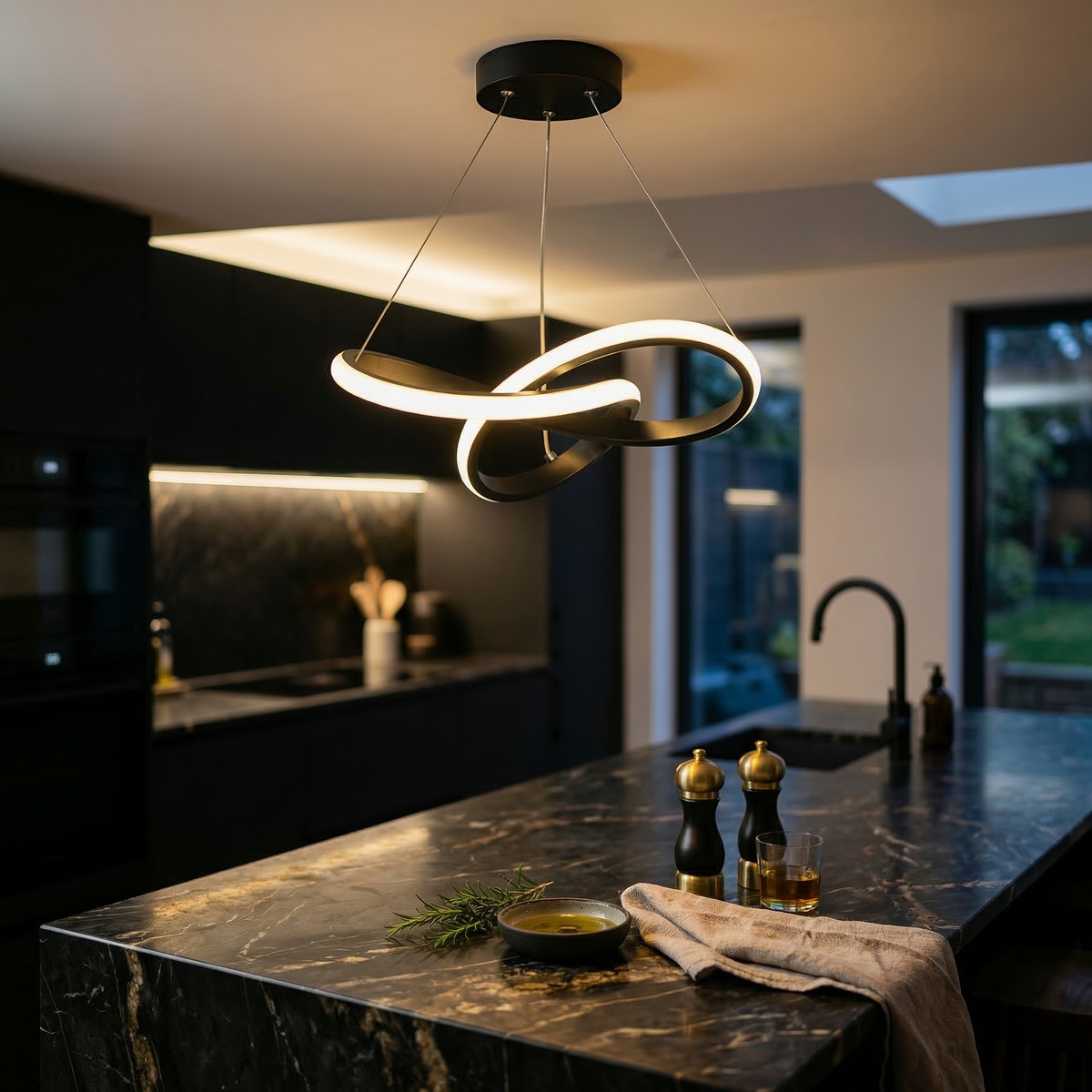 Adjustable Nordic LED Pendant Light - Black