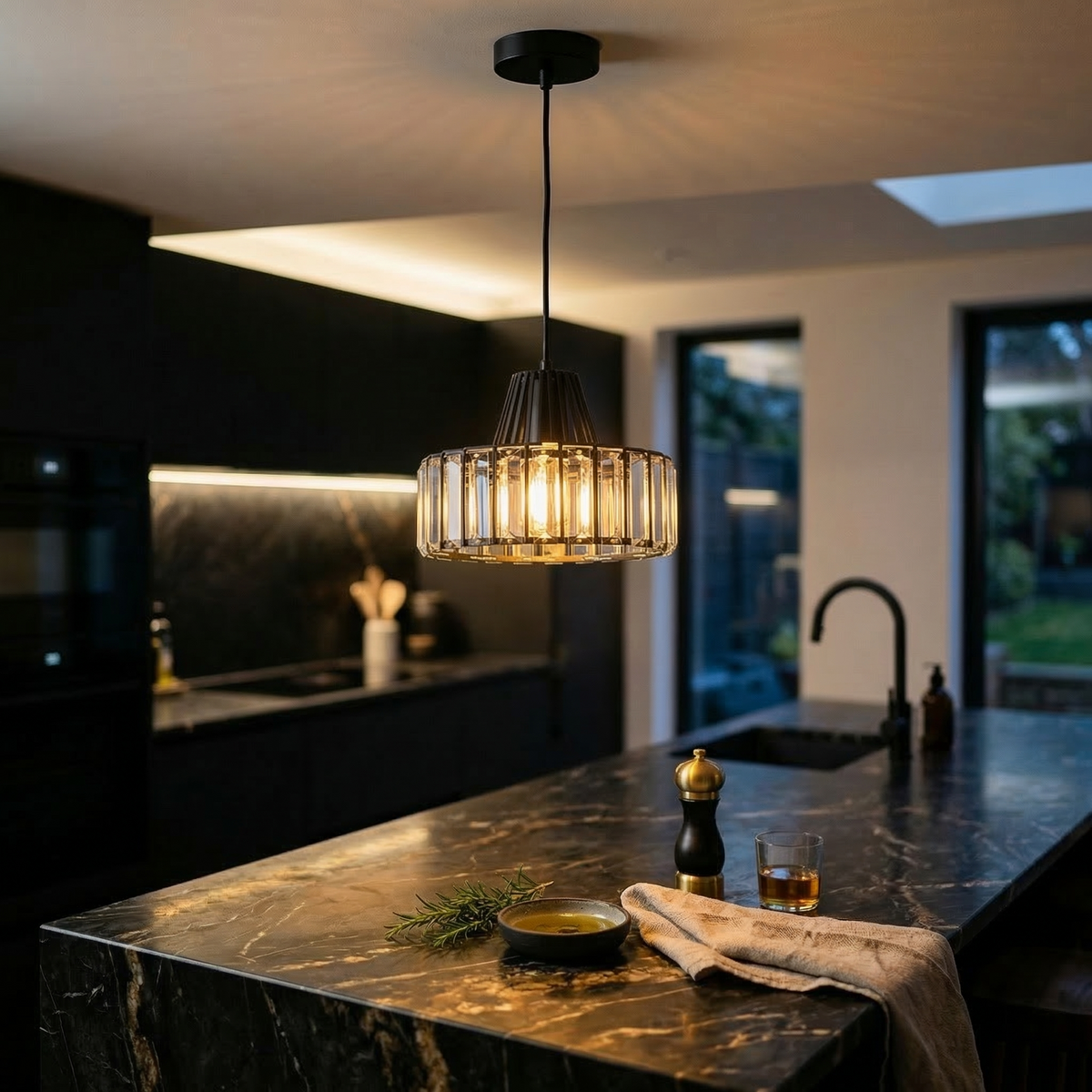 Black & Gold LED Pendant Lamp - Black
