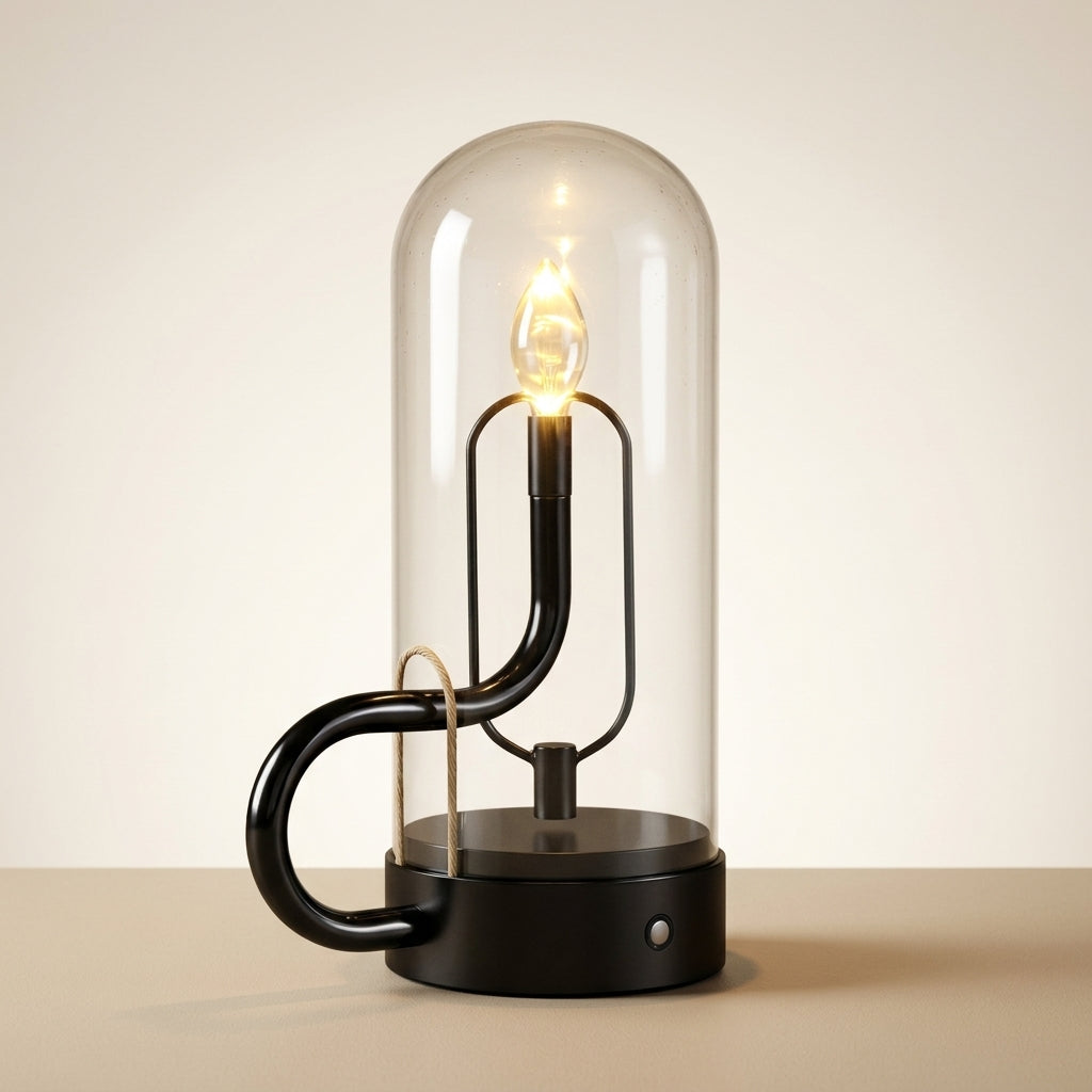 Glass Lantern Table Lamp