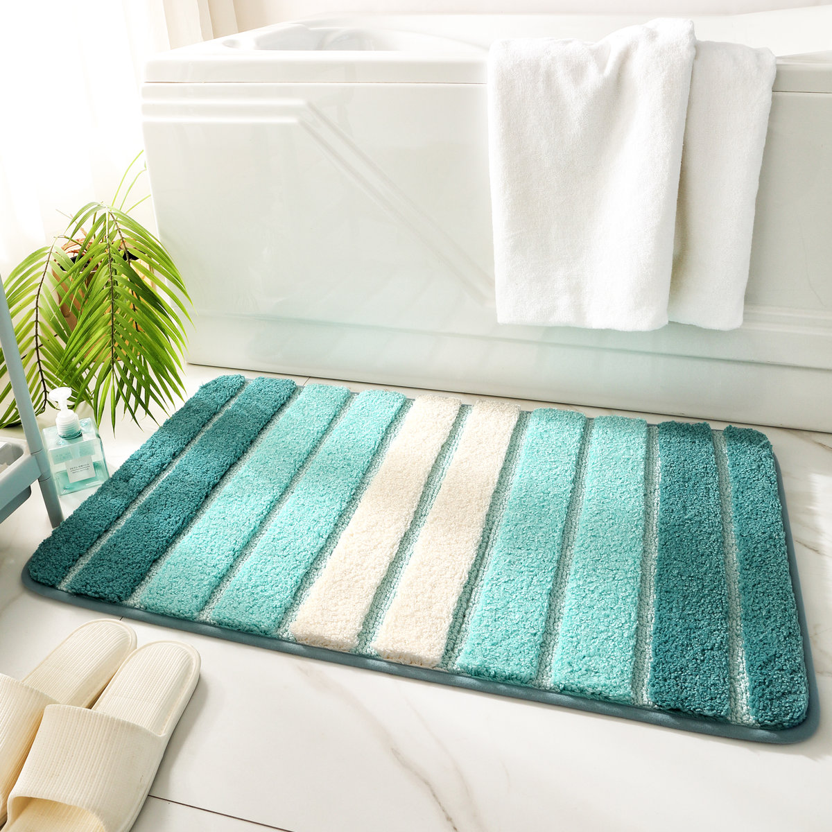 Organic-Shape Woven Bath Rug