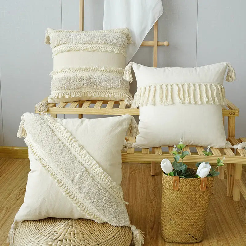 Textured Tassel Cushion – Main product image