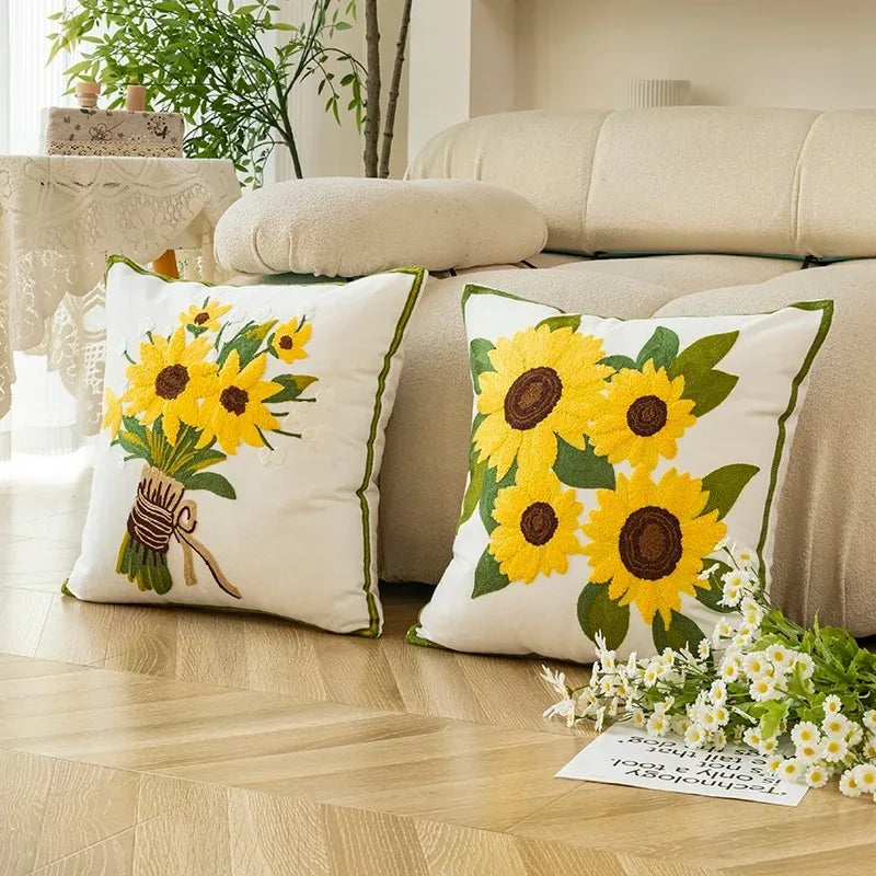 Embroidered Sunflower Cushion – Product view 2