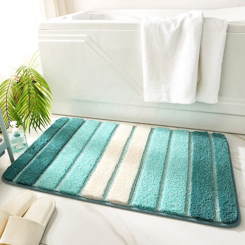 Microfibre Wave Bath Rug - Leaf Green