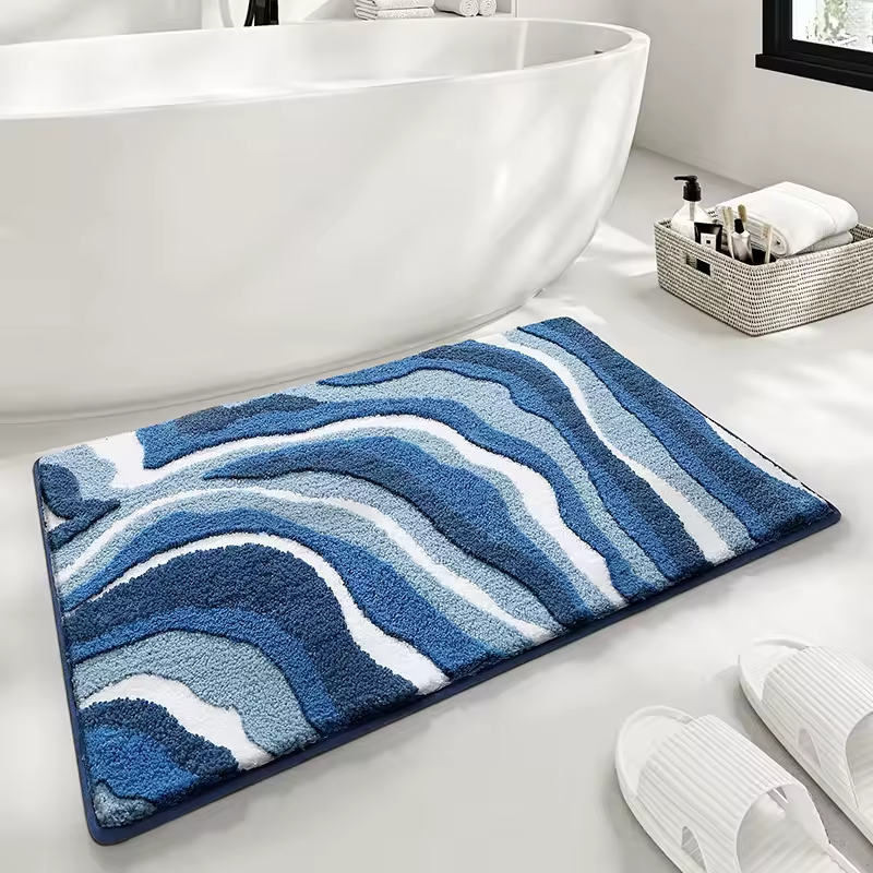 Two-Tone Wave Bath Rug - Blue Wave