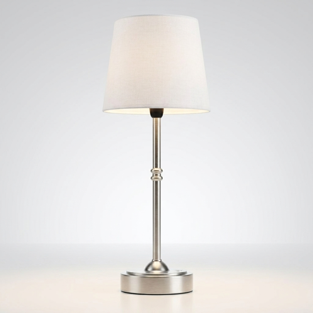 Cordless Fabric Shade Table Lamp – Cordless Fabric Shade Table Lamp – Silver