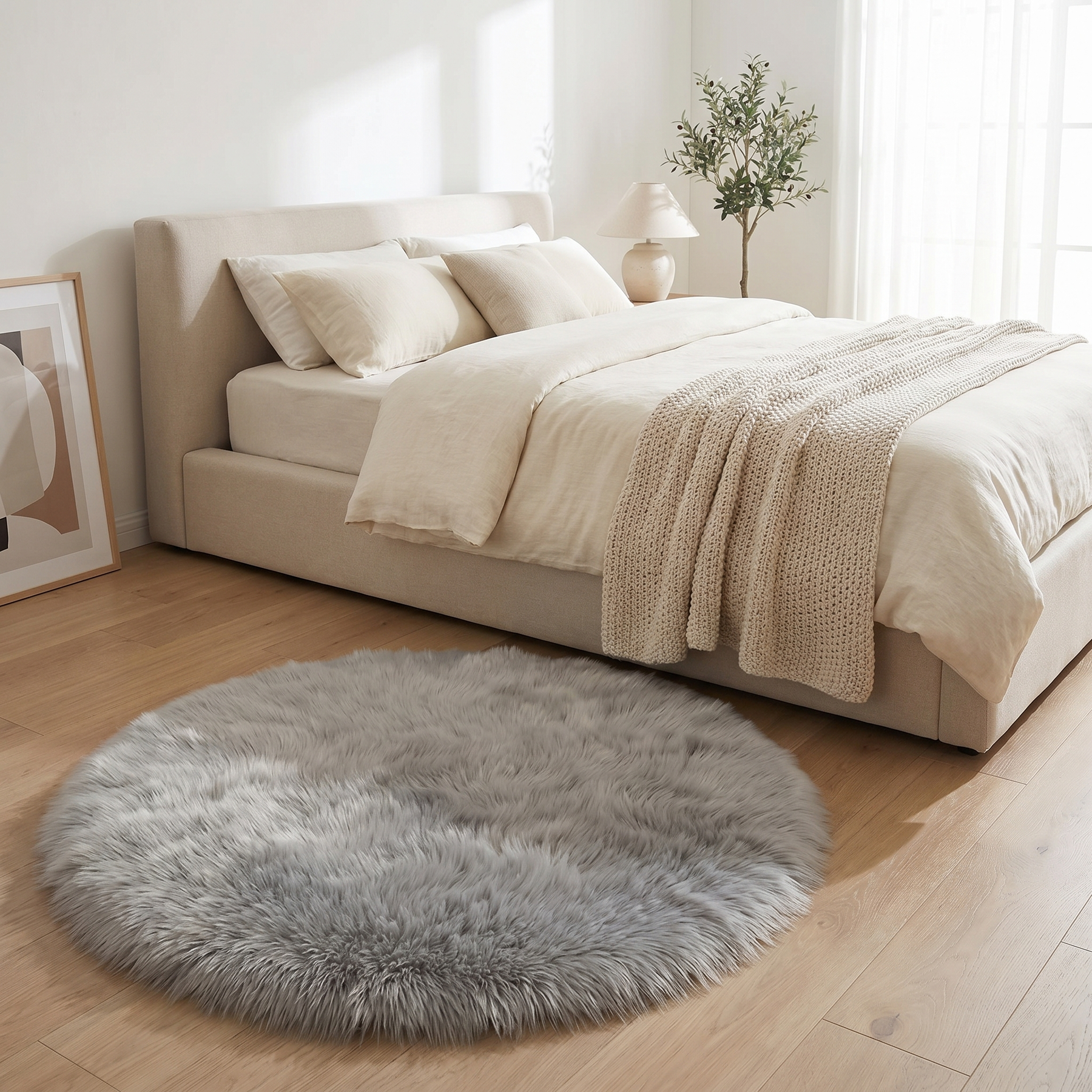 Round Plush Area Rug – Round Plush Area Rug – Ash / Ø60 cm