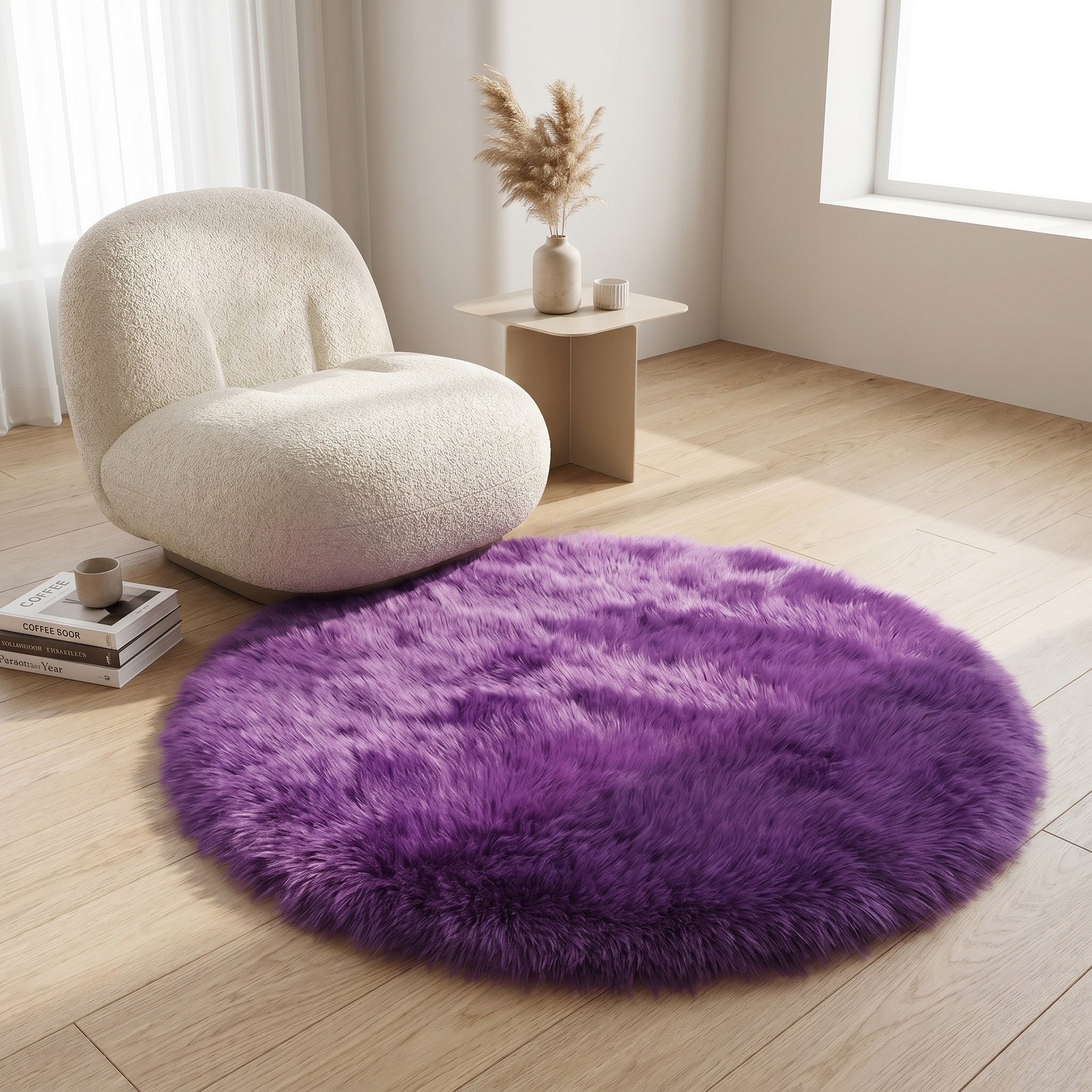 Round Plush Area Rug – Round Plush Area Rug – Amethyst / Ø60 cm