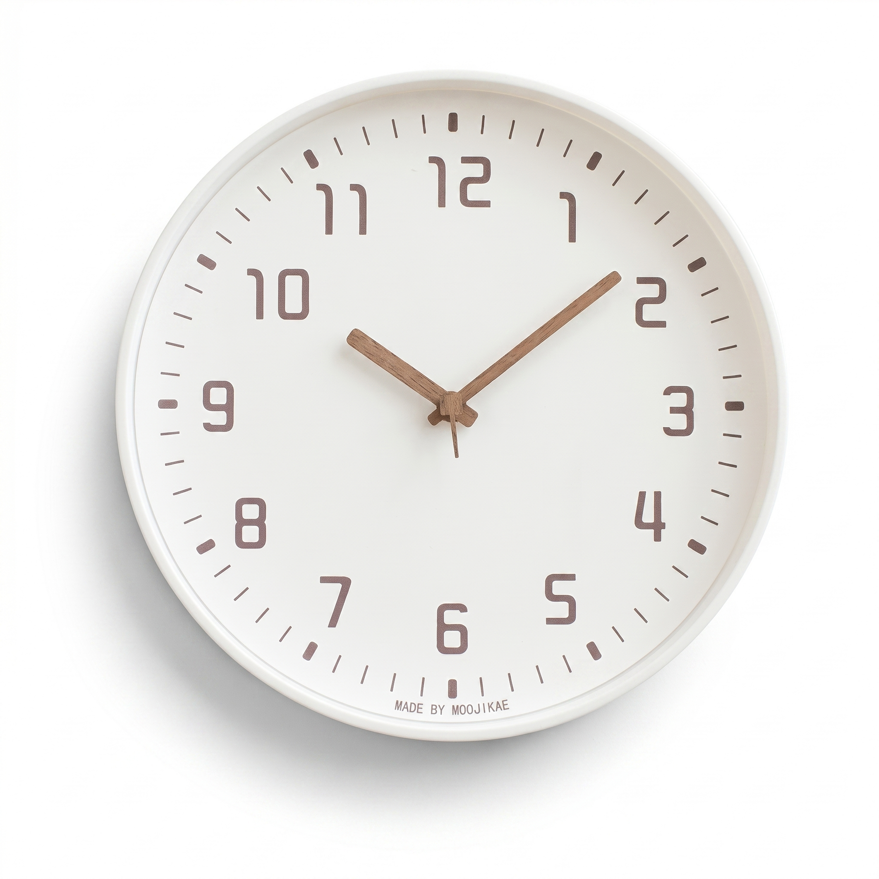 Silent Bamboo-Look Wall Clock – Silent Bamboo-Look Wall Clock – White / 25 cm
