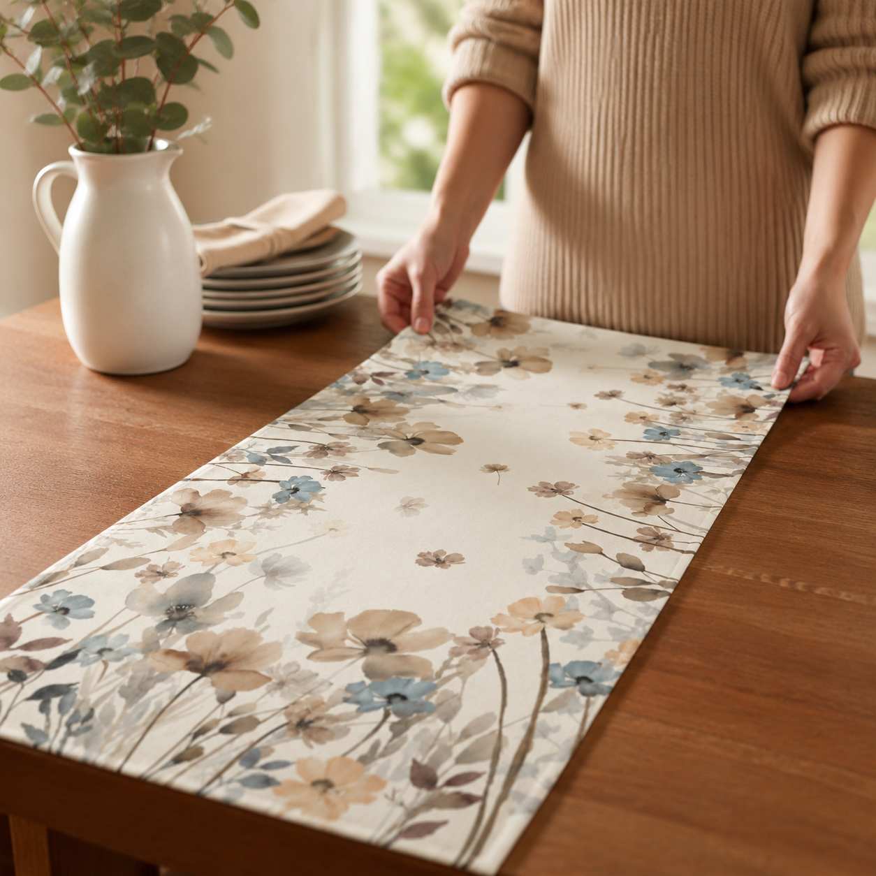 Botanical Table Runner - Styled Room Scene