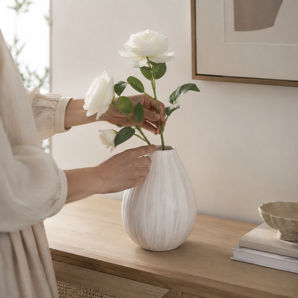 Artificial Lisianthus Flower Stem - Styled Room Scene