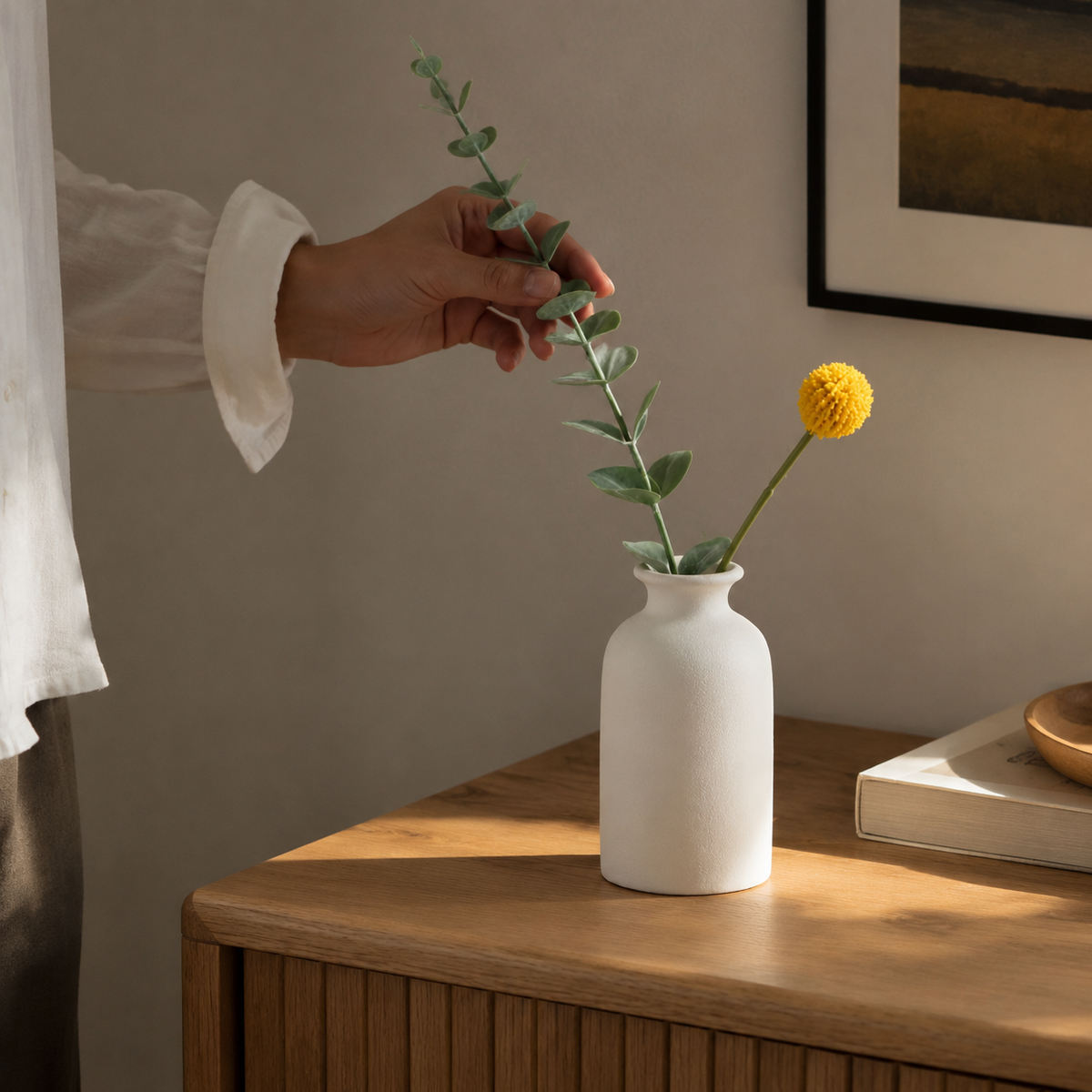 Sculptural Porcelain Vase - Styled Room Scene