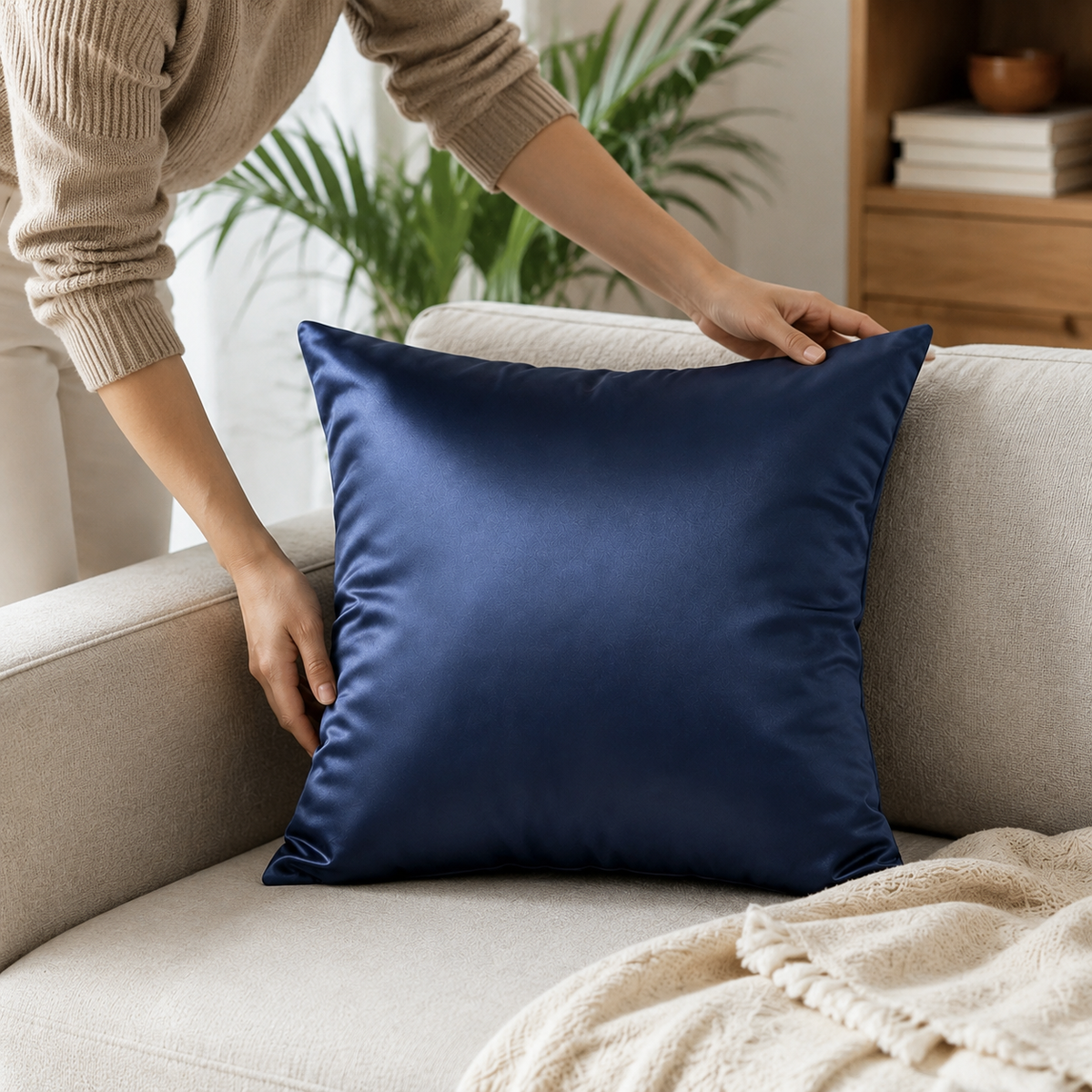 Satin Cushion Cover - Styled Room Scene