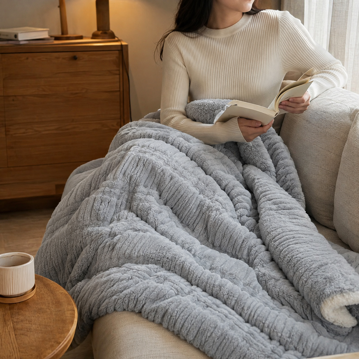 Geometric Jacquard Throw - Styled Room Scene