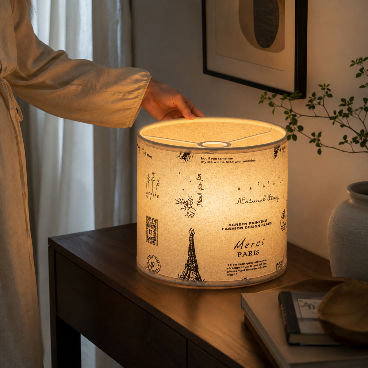 Linen Lamp Shade - Styled Room Scene