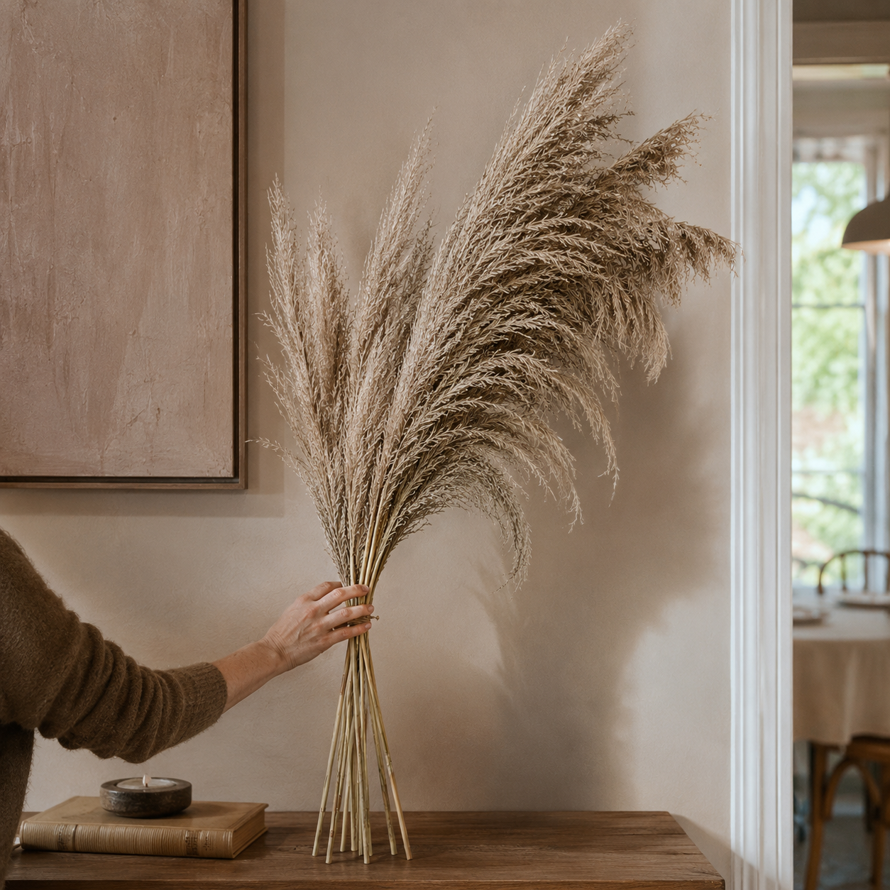 Decorative Feathered Reed Stems - Styled Room Scene