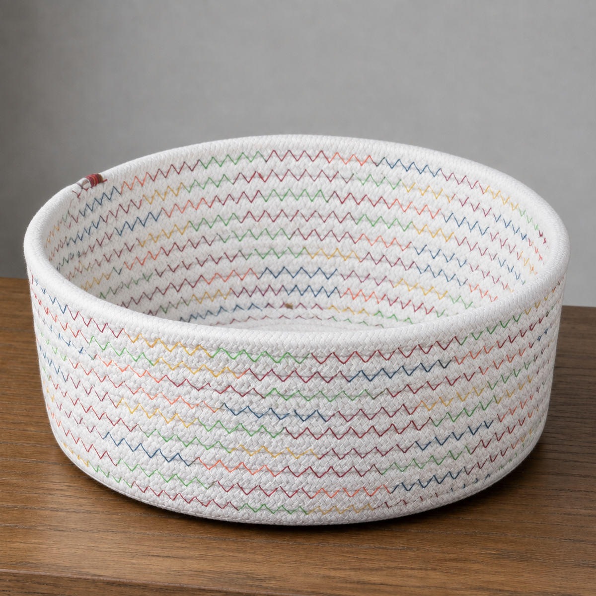 Cotton Rope Storage Basket - White Multicolor