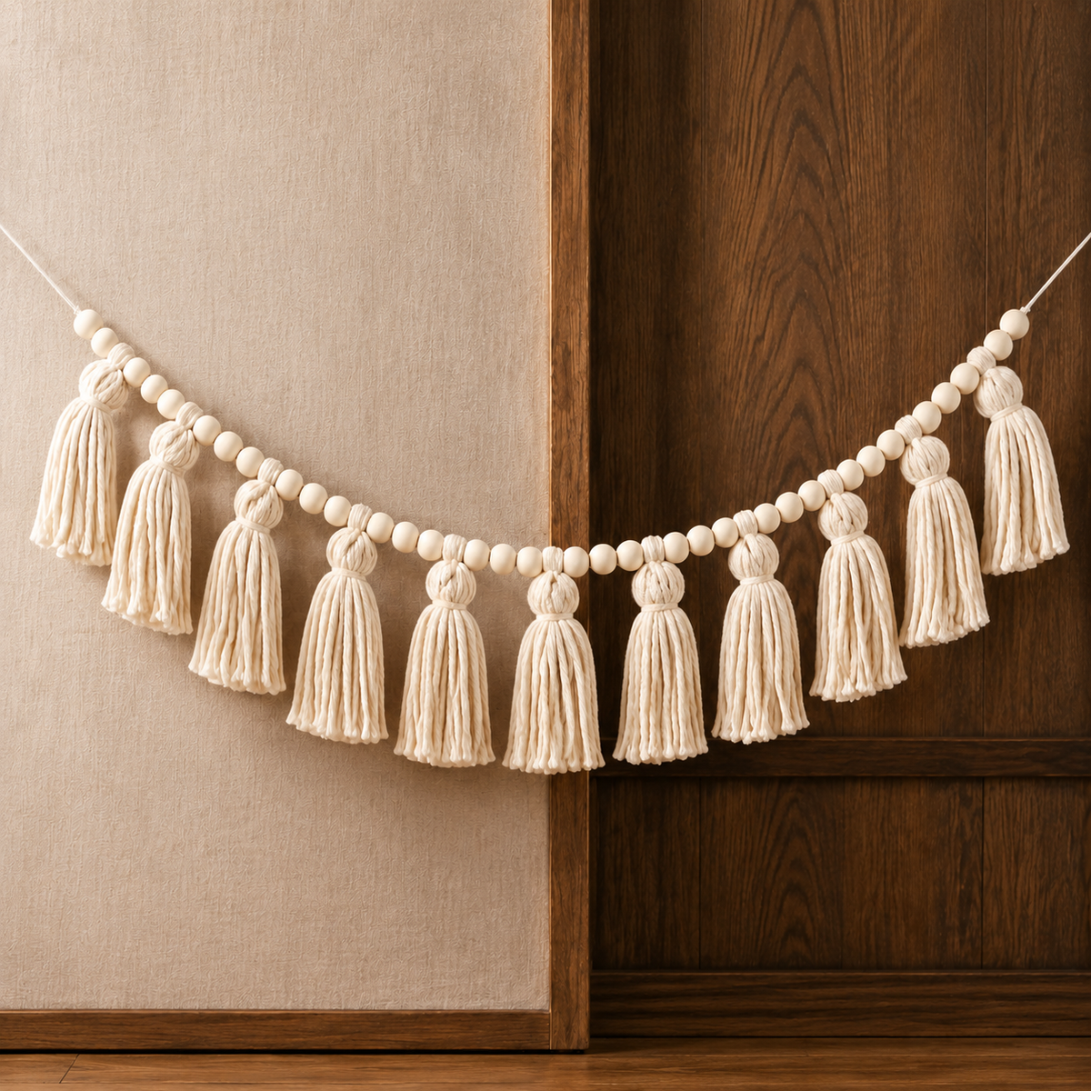 Beaded Tassel Garland - Cream