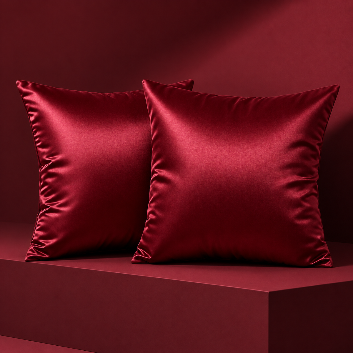 Satin Cushion Cover - Deep Red