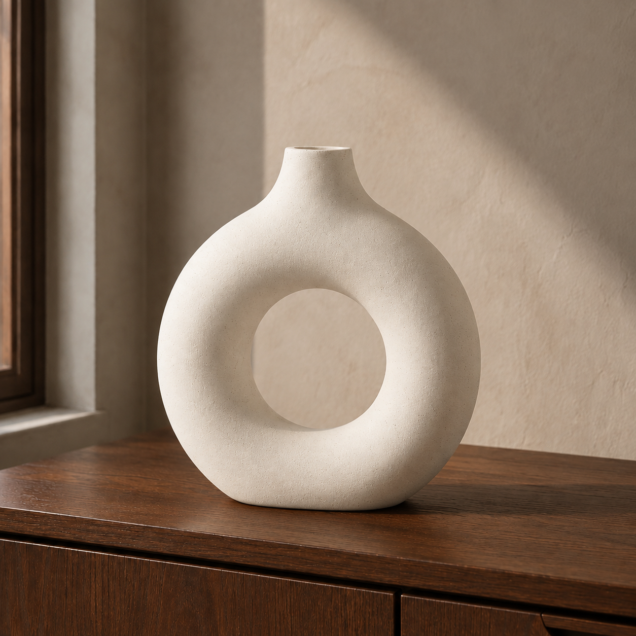 Sculptural Ring Vase - White