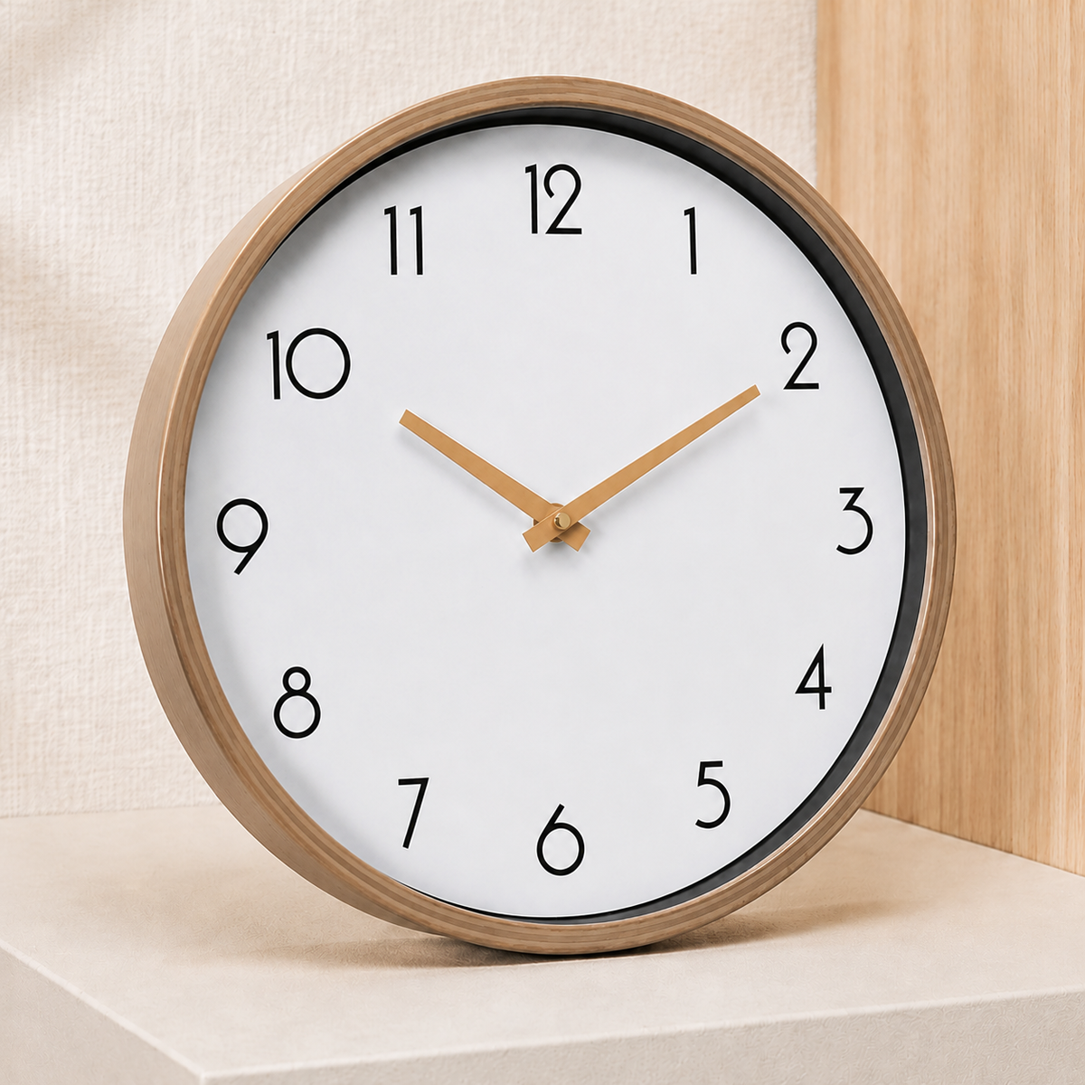 Wood-Grain Wall Clock - Black Inner Frame Wood Grain Clock