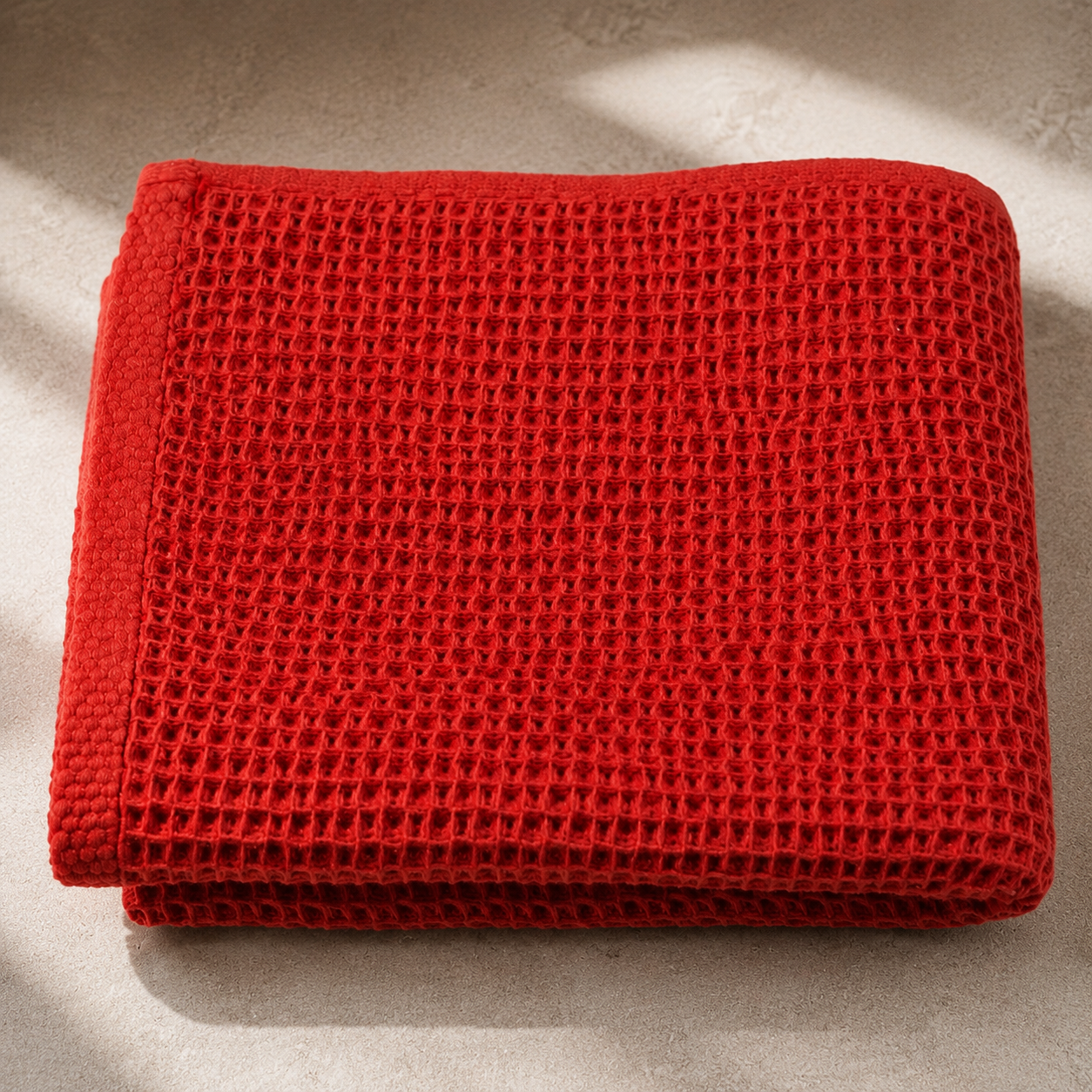 Waffle Weave Towel - Sunset Red