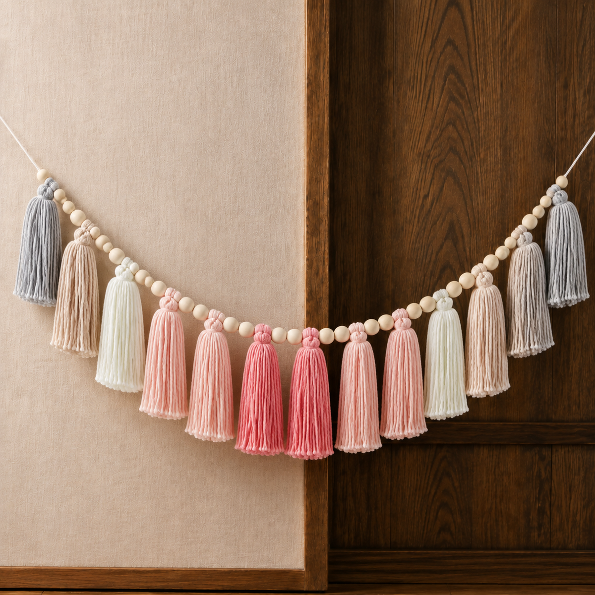 Beaded Tassel Garland - Blush And Gray