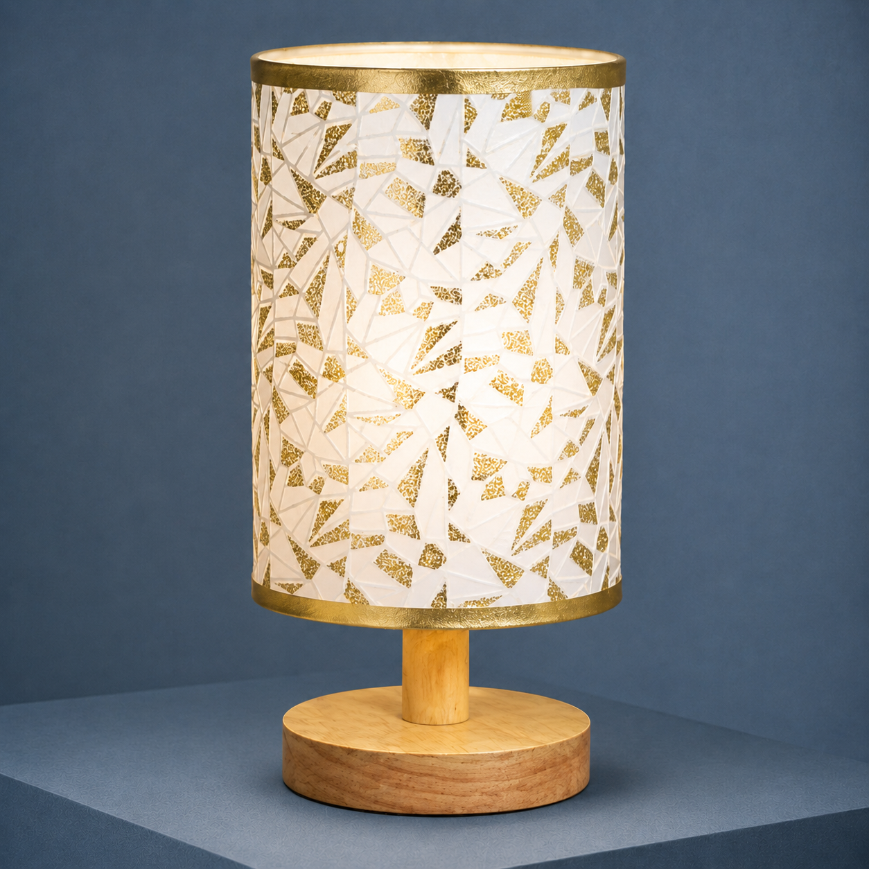 Woven Bamboo Shade Table Lamp - Gold Mosaic