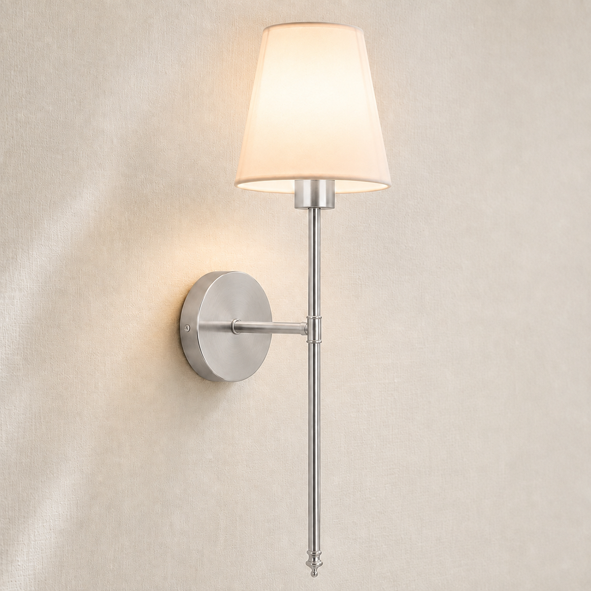 Fabric Shade Table Lamp - Brushed Silver
