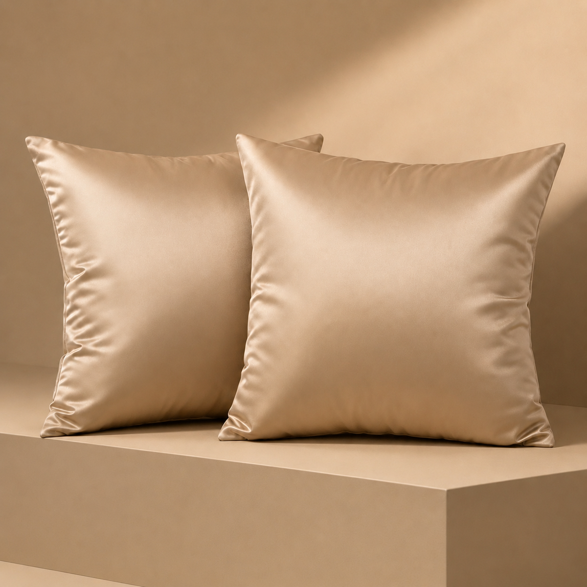 Satin Cushion Cover - Light Coffee