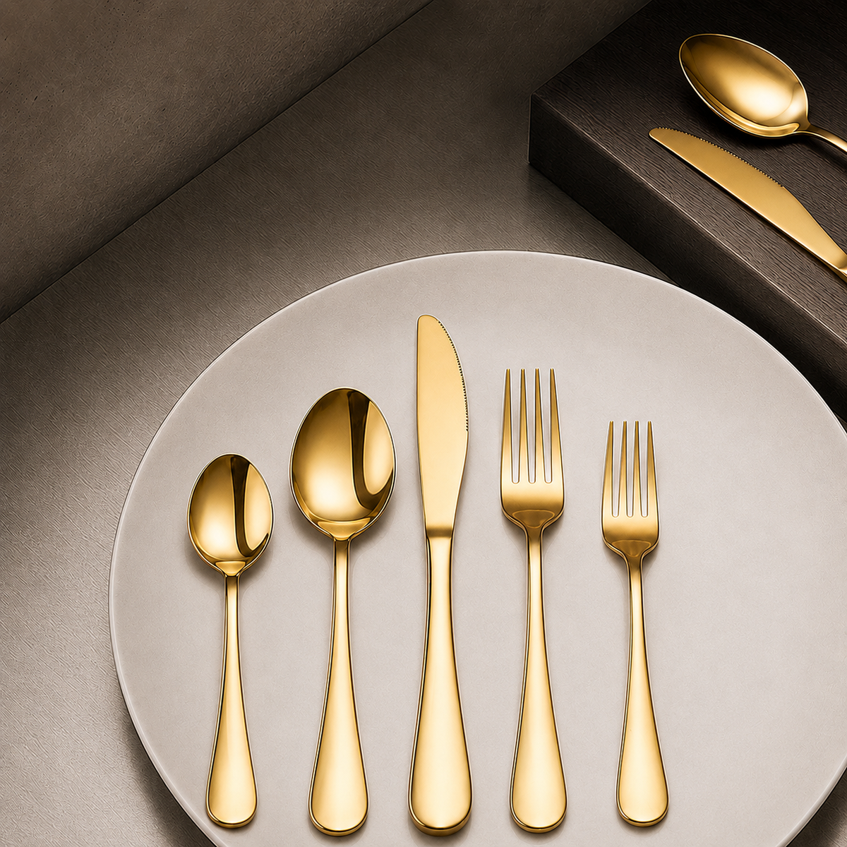 Polished Flatware Set - Gold