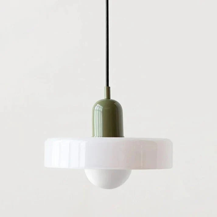 Two-Tone Glass Pendant Light - White / Dark Green