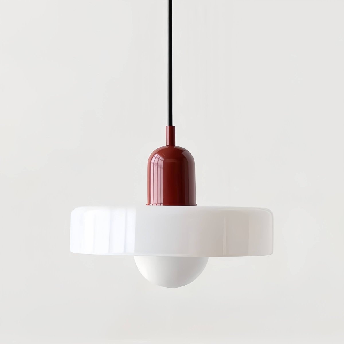 Two-Tone Glass Pendant Light - White / Wine Red