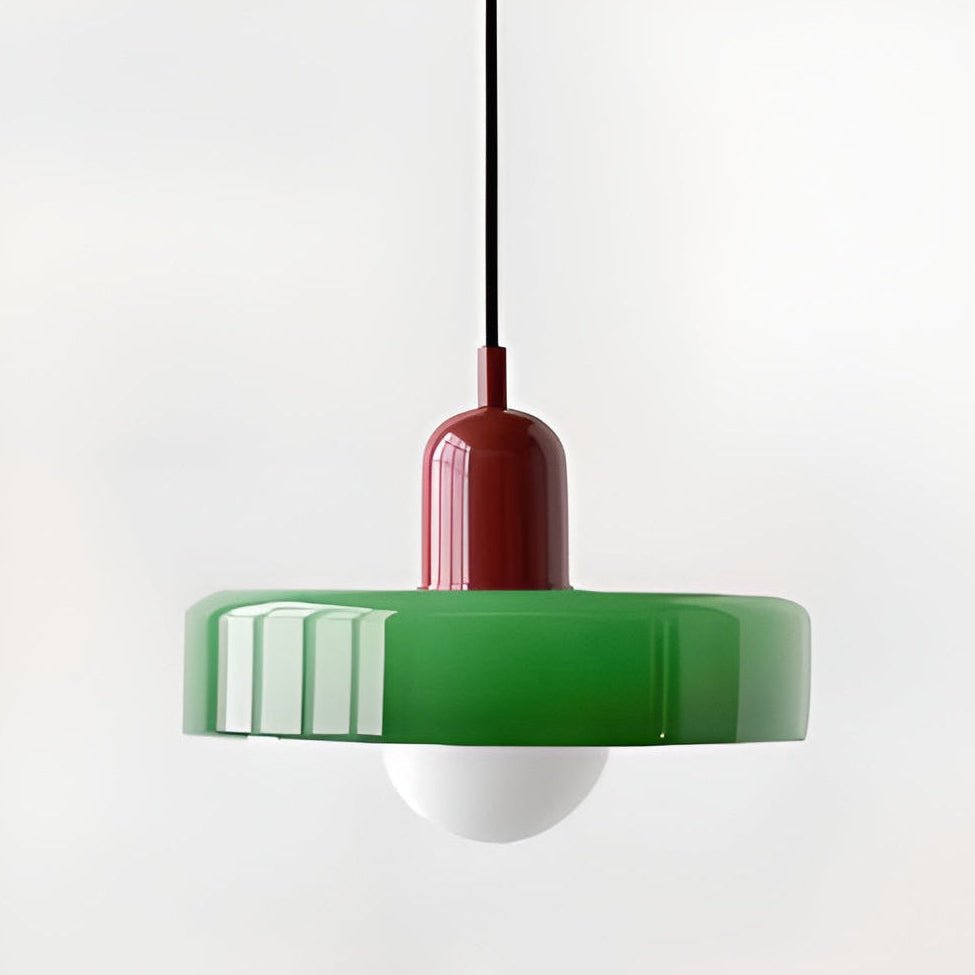 Two-Tone Glass Pendant Light - Green / Wine Red