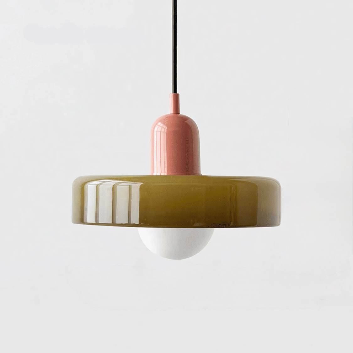Two-Tone Glass Pendant Light - Tea Green / Pink