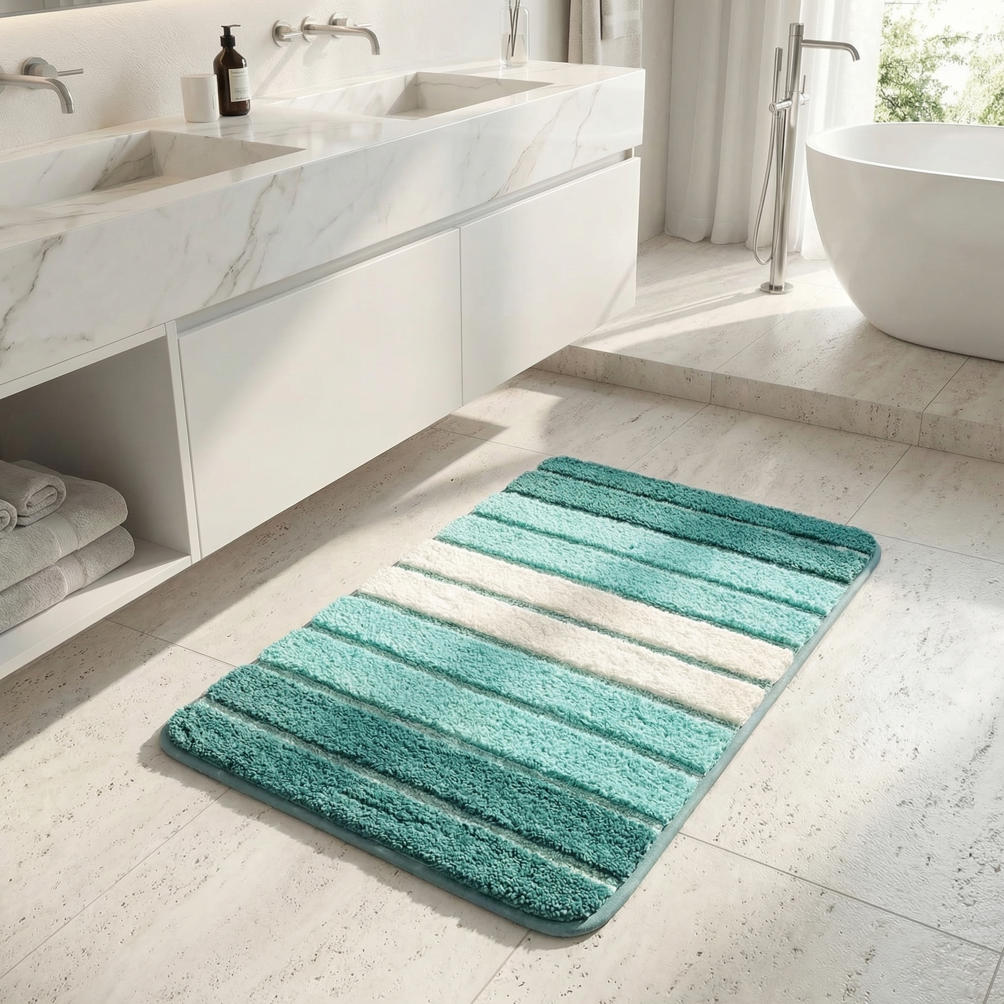 Textured Weave Bath Rug - Teal