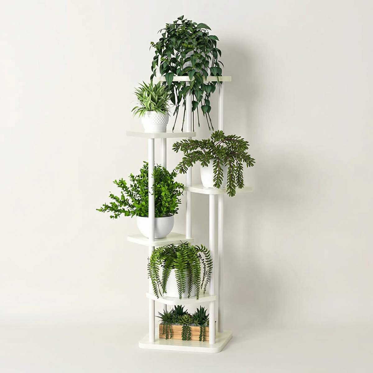 Tiered Display Stand - White 6 Layers