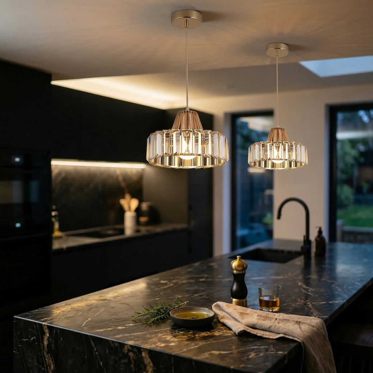 Black & Gold LED Pendant Lamp - Gold