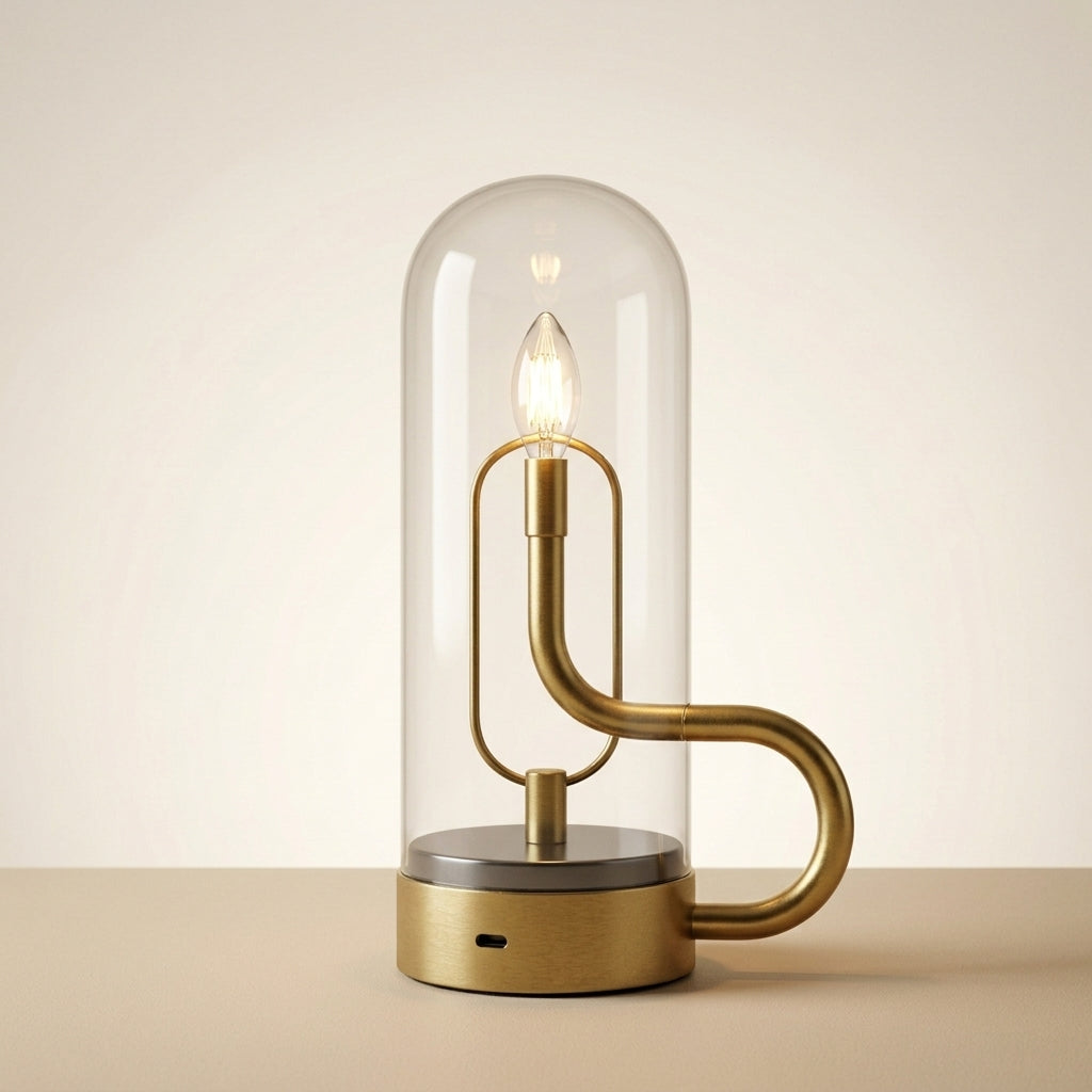 Glass Lantern Table Lamp