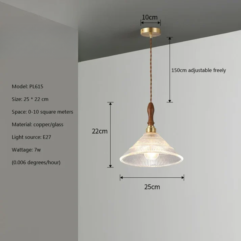 Glass & Wood Pendant Light – Product view 6