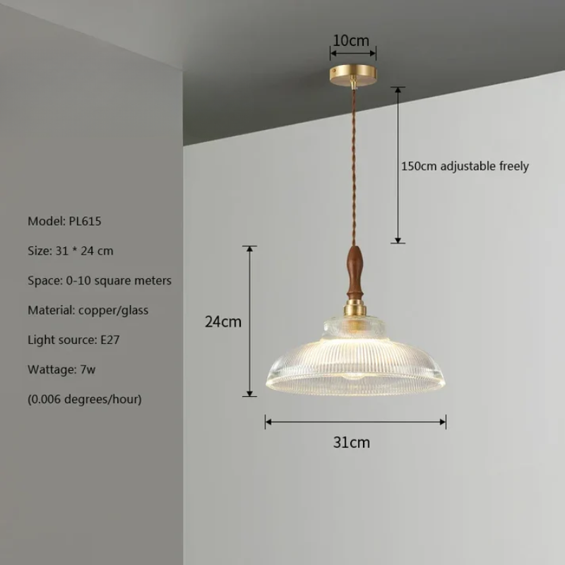 Glass & Wood Pendant Light – Product view 9