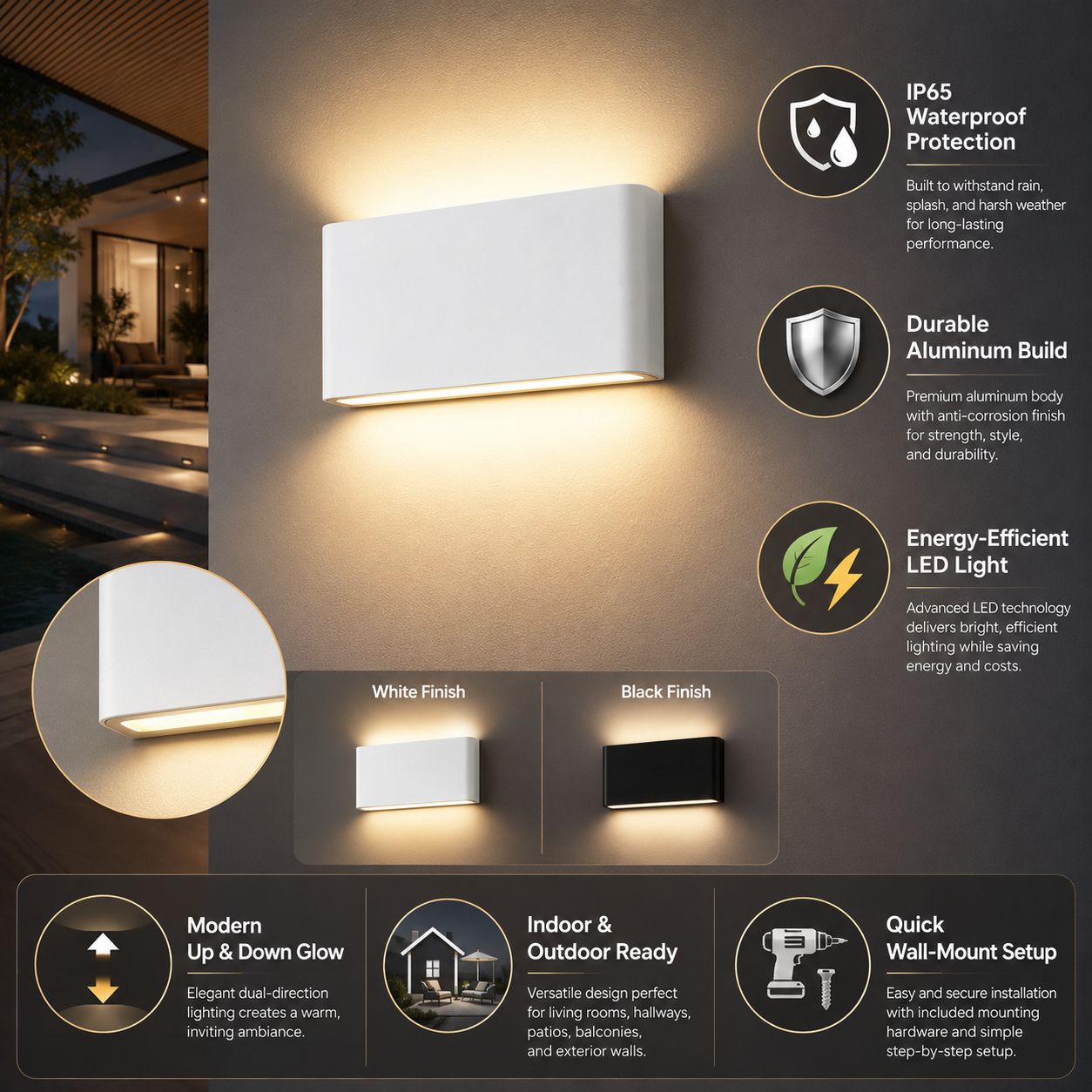 AeroBeam – Waterproof Aluminium Outdoor Wall Light