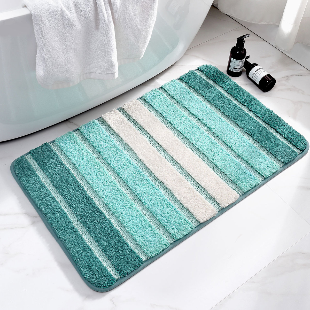 Organic-Shape Woven Bath Rug