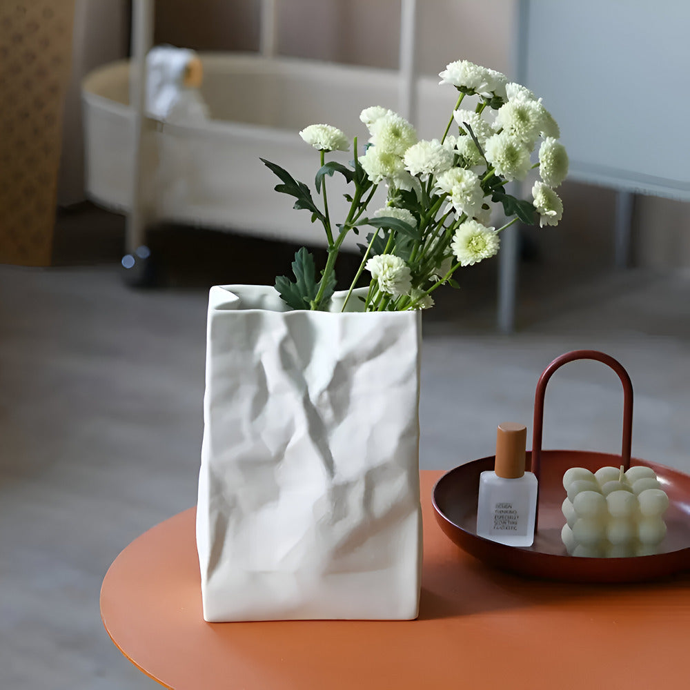 Paper Bag Style Ceramic Vase – Product view 2