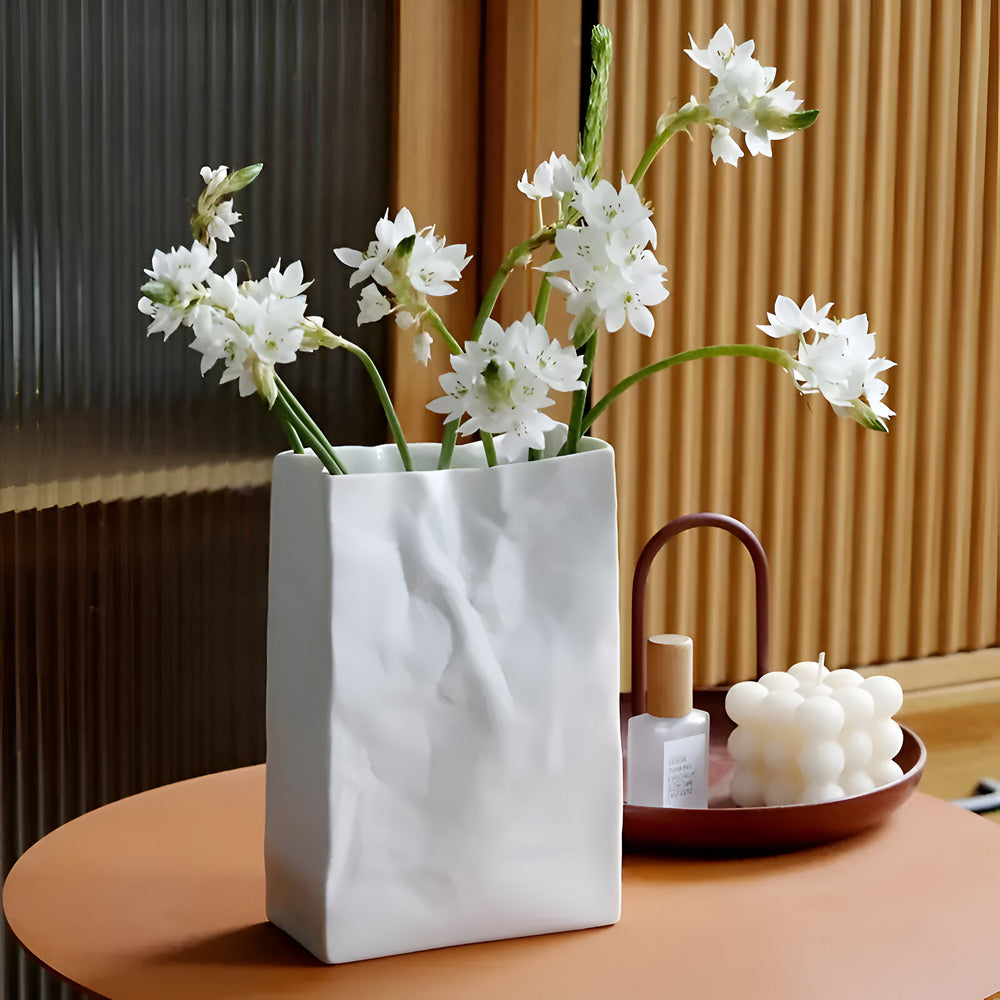 Paper Bag Style Ceramic Vase – Product view 3