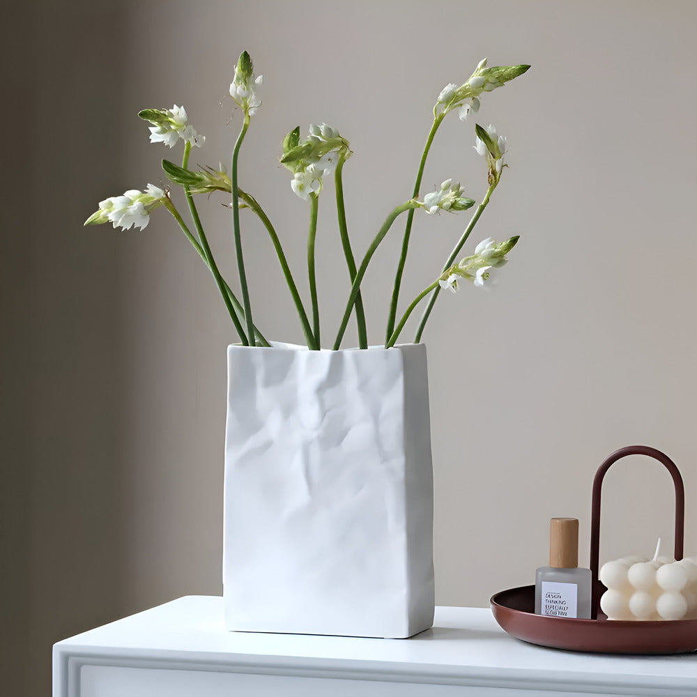 Paper Bag Style Ceramic Vase – Product view 4