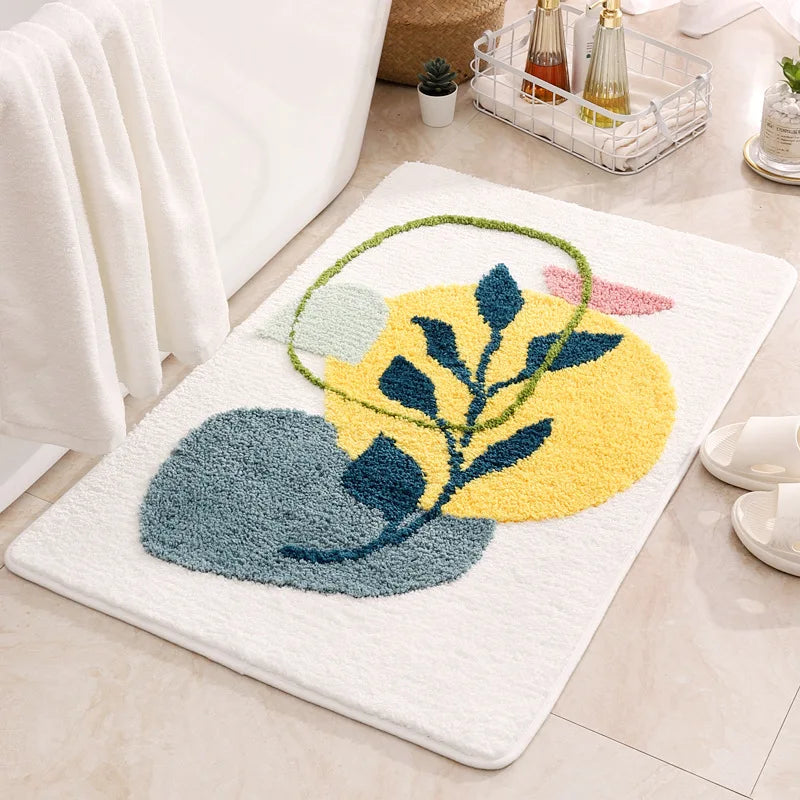 Leaf-Pattern Bath Rug - Morning Sol