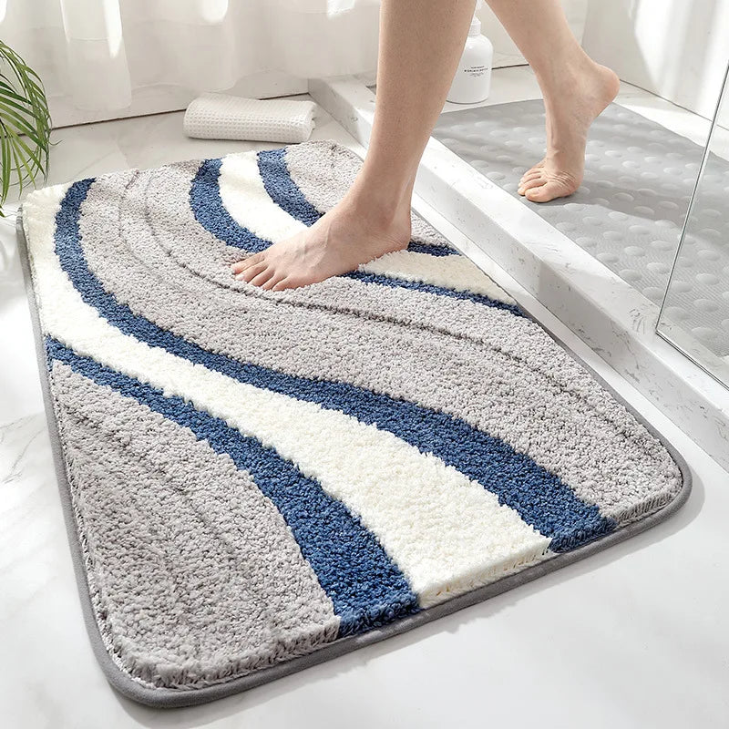 Microfibre Wave Bath Rug - Slate